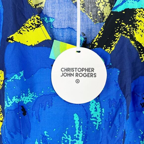 Christopher John Rodgers Blue Paradise Tiered Puff Maxi Dress Size - Picture 8 of 9